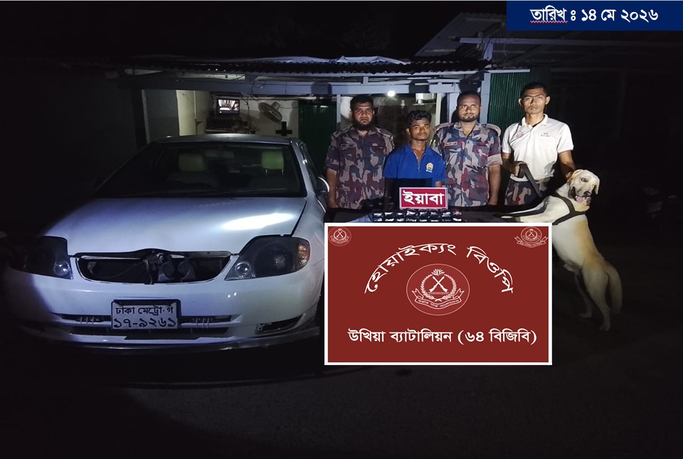 হোয়াইক্যং চেকপোস্টে বিজিবির অভিযান: প্রাইভেটকার থেকে ৩২ হাজার ইয়াবা উদ্ধার, চালক গ্রেফতার