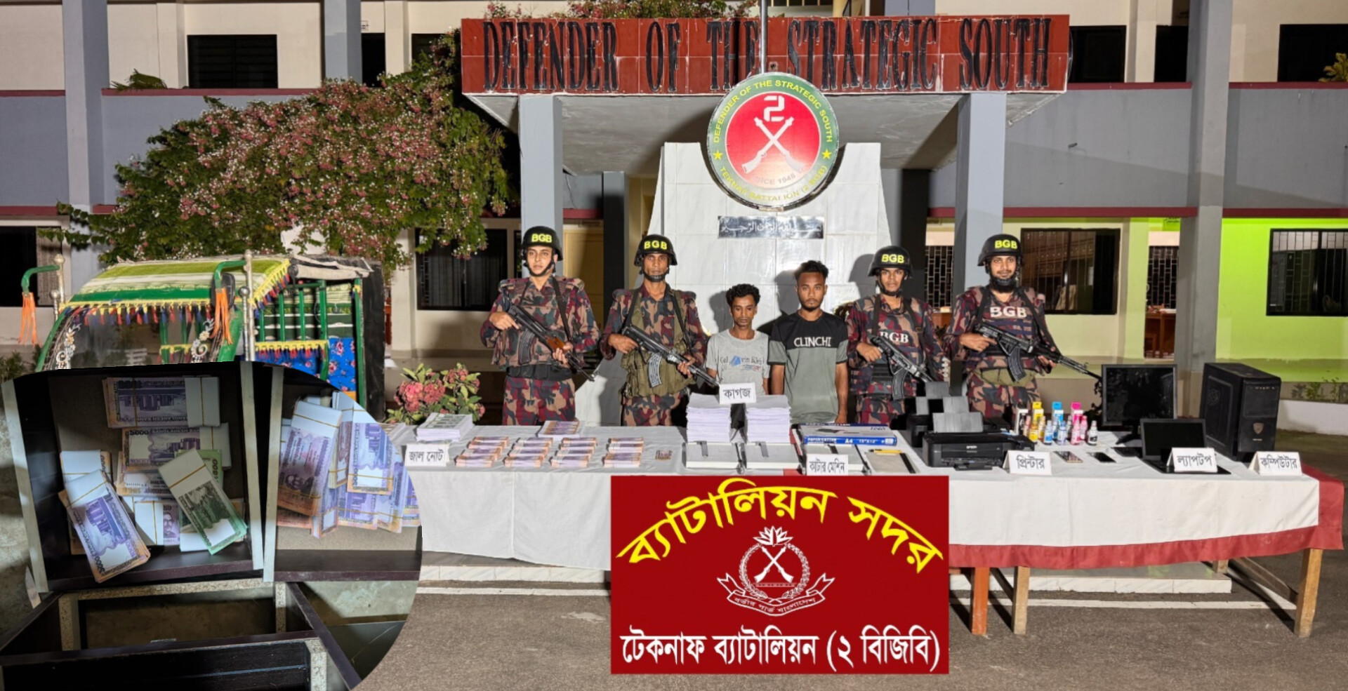 কক্সবাজারের টেকনাফে জাল টাকার কারখানায় বিজিবি’র অভিযান, আটক ২