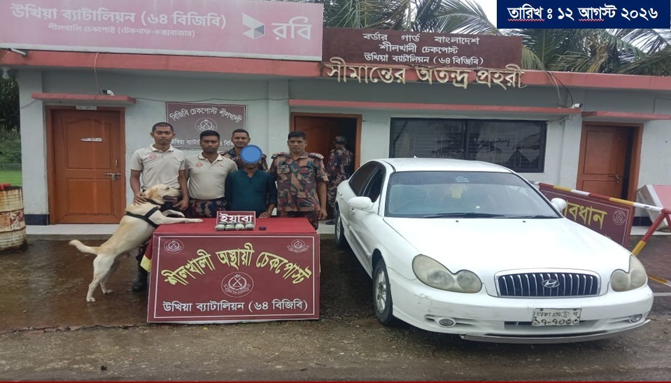 টেকনাফের শীলখালী চেকপোস্টে প্রাইভেটকারের সিলিন্ডারে ১৬ হাজার ইয়াবা, আটক ১