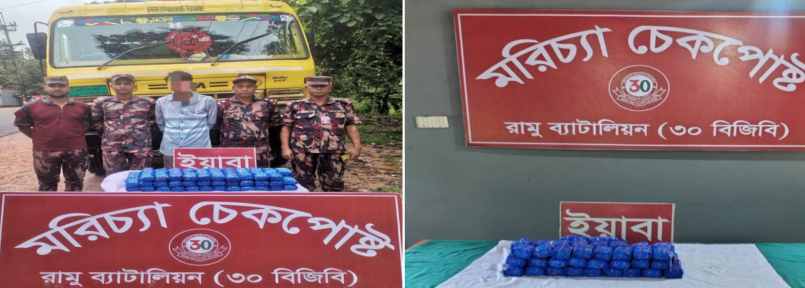 মরিচ্যা চেকপোস্টে ট্রাকের চেচিস থেকে ১ লাখ ৩৮ হাজার ইয়াবা উদ্ধার, আটক ১